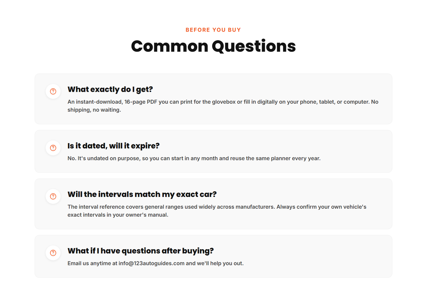 Common questions about the Annual Car Maintenance Planner