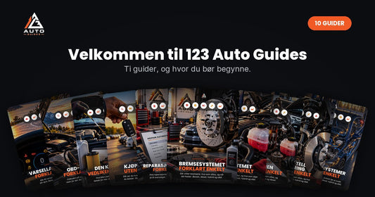 De ti omslagene i 123 Auto Guides læreserie, fra varsellamper til elektriske systemer.