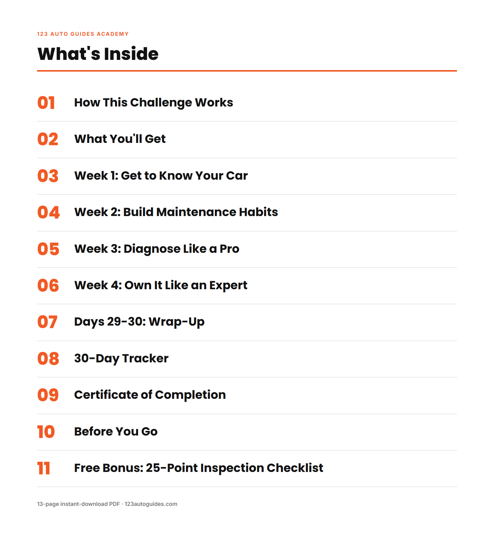 What's inside the 30-Day Car Owner Challenge