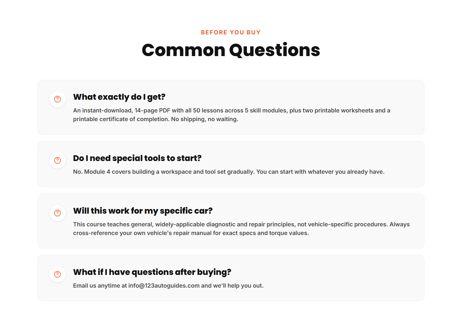 Common questions about Become a Better DIY Mechanic