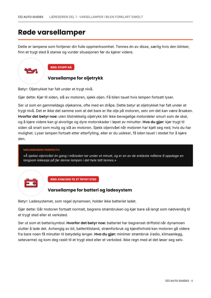 Vol. 1, Varsellamper i bilen, side 9