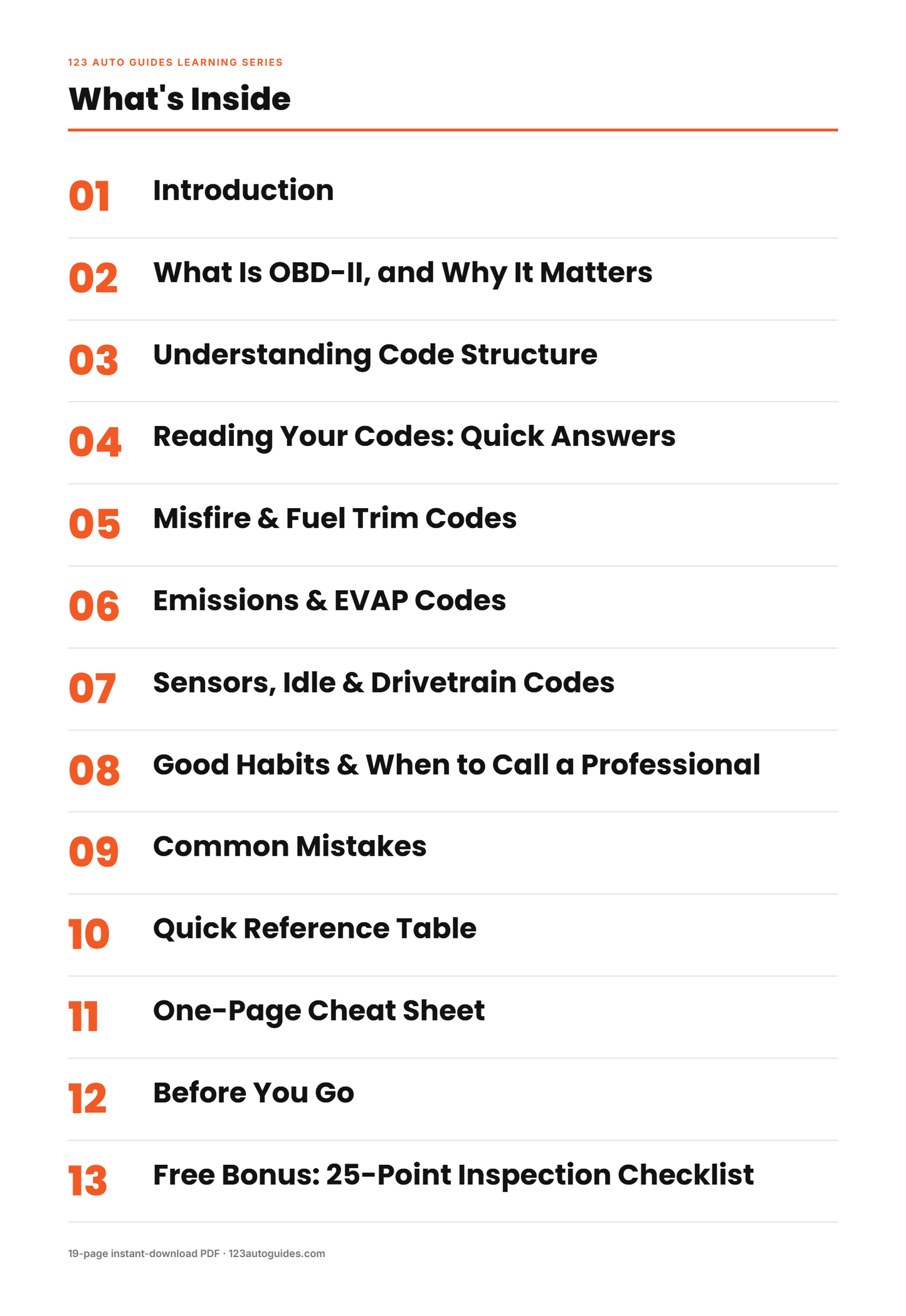 What's inside the guide - table of contents