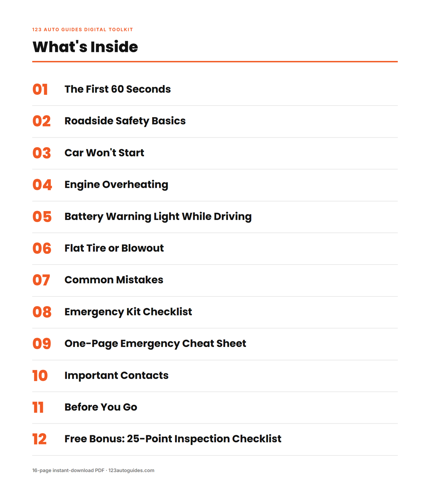 What's inside the Emergency Breakdown Guide