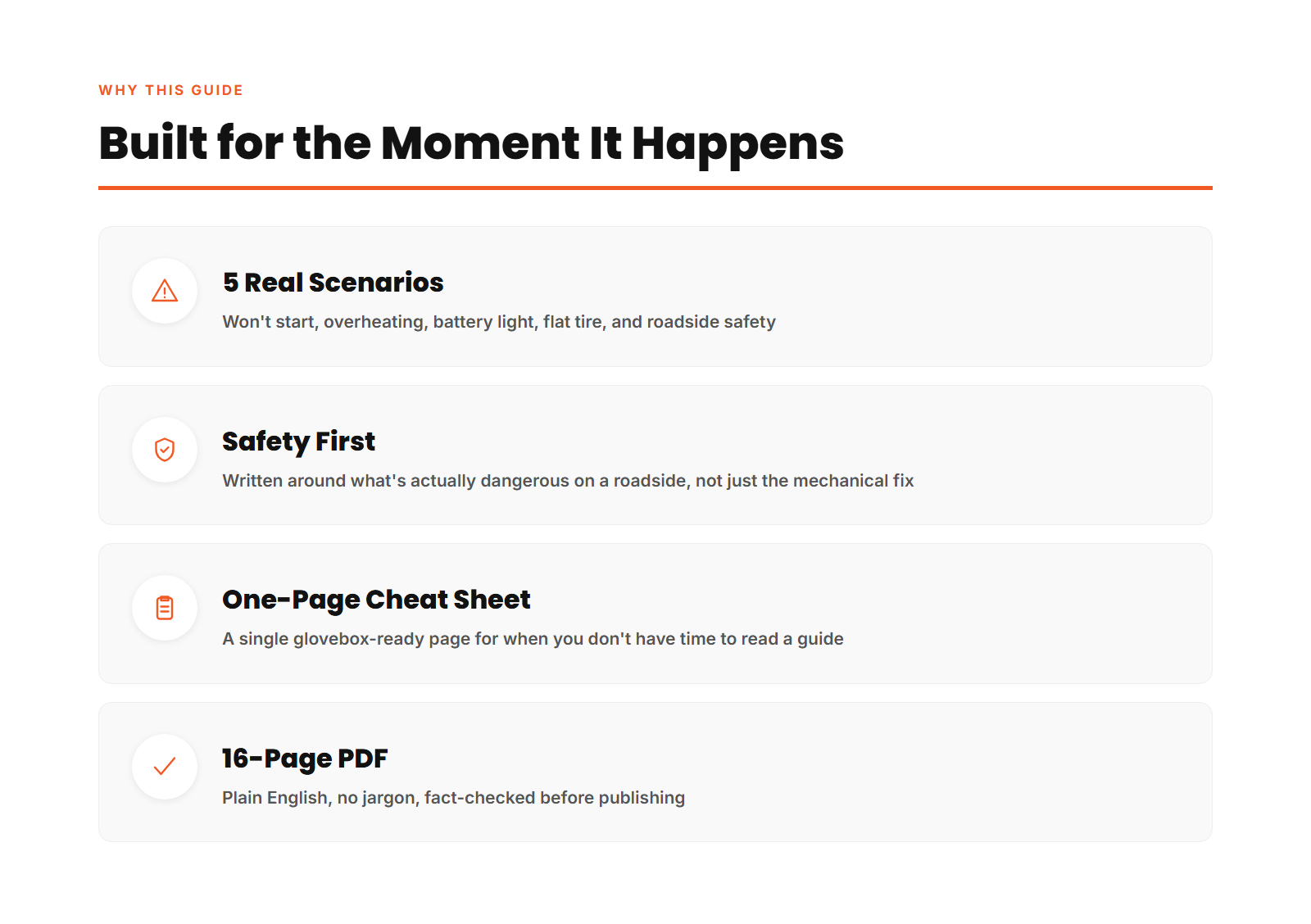 Emergency Breakdown Guide features