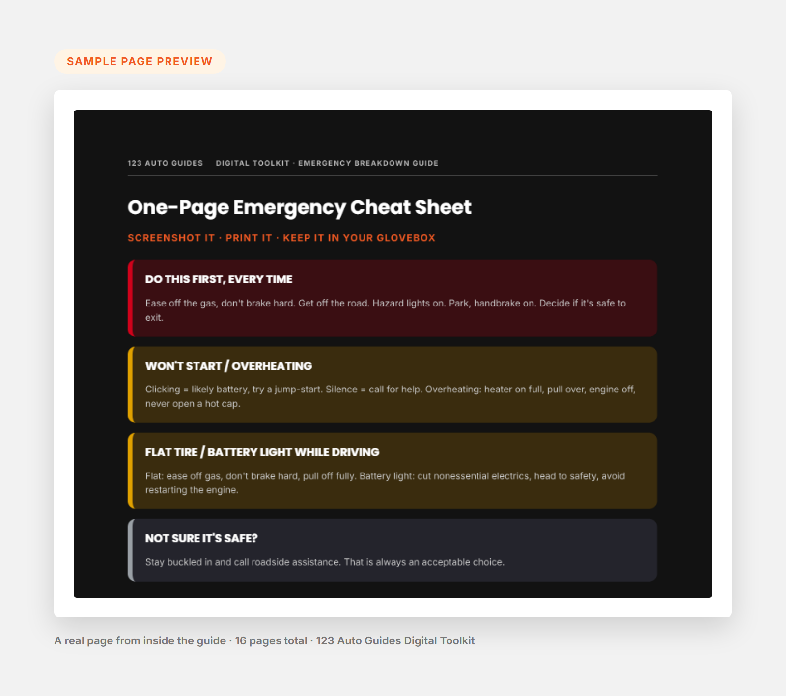 Emergency Breakdown Guide sample page preview