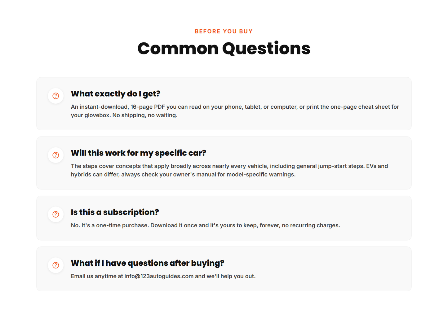 Common questions about the Emergency Breakdown Guide