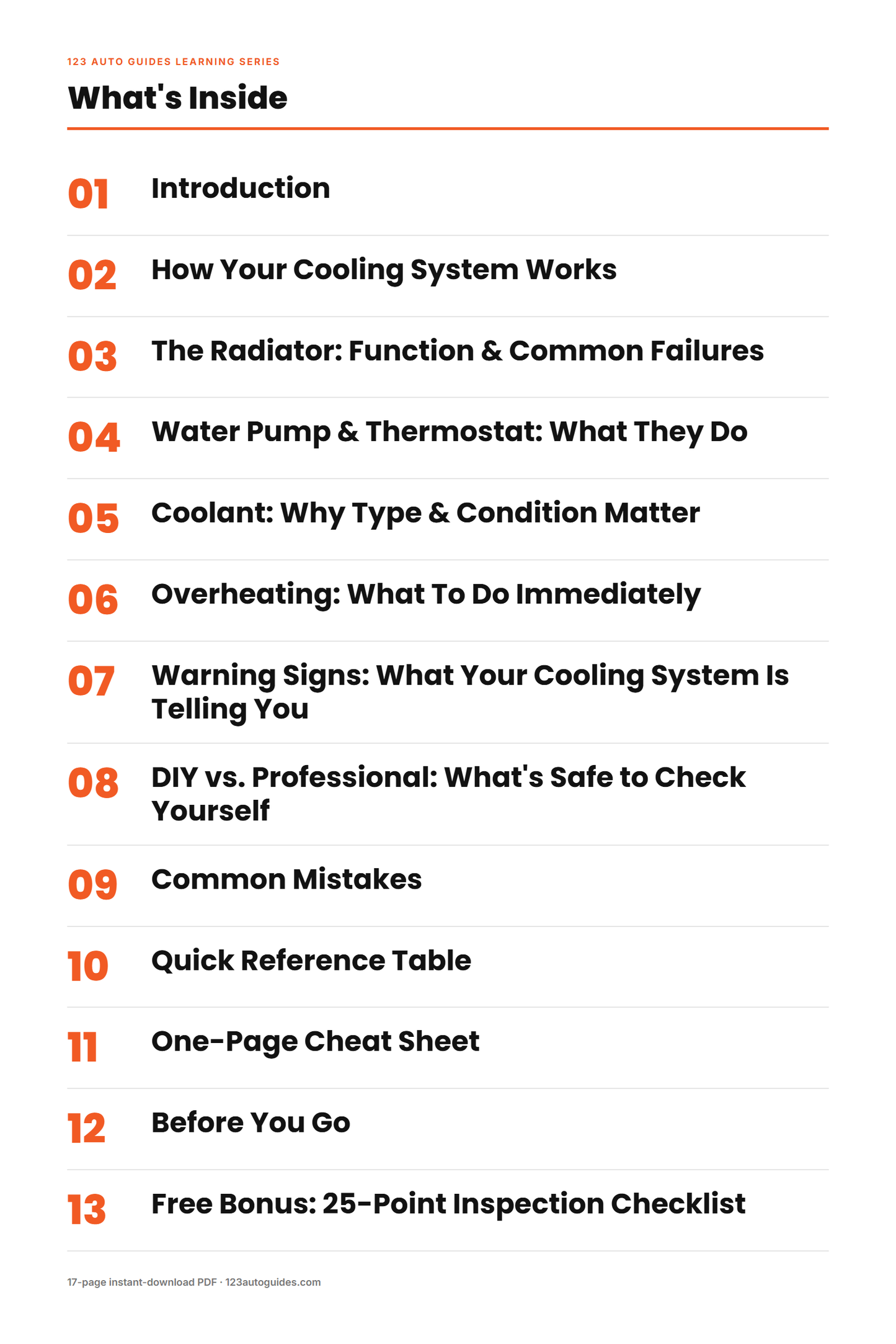 What's inside the guide - table of contents