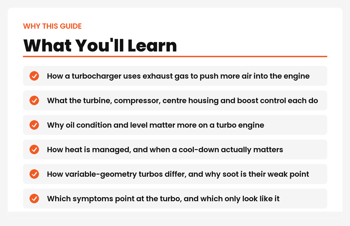 What you'll learn in Turbocharger Systems Explained