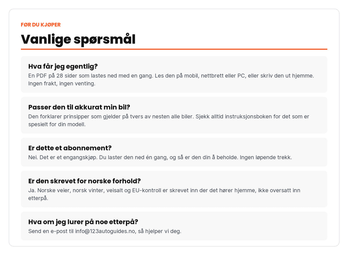 Vanlige spørsmål om guiden