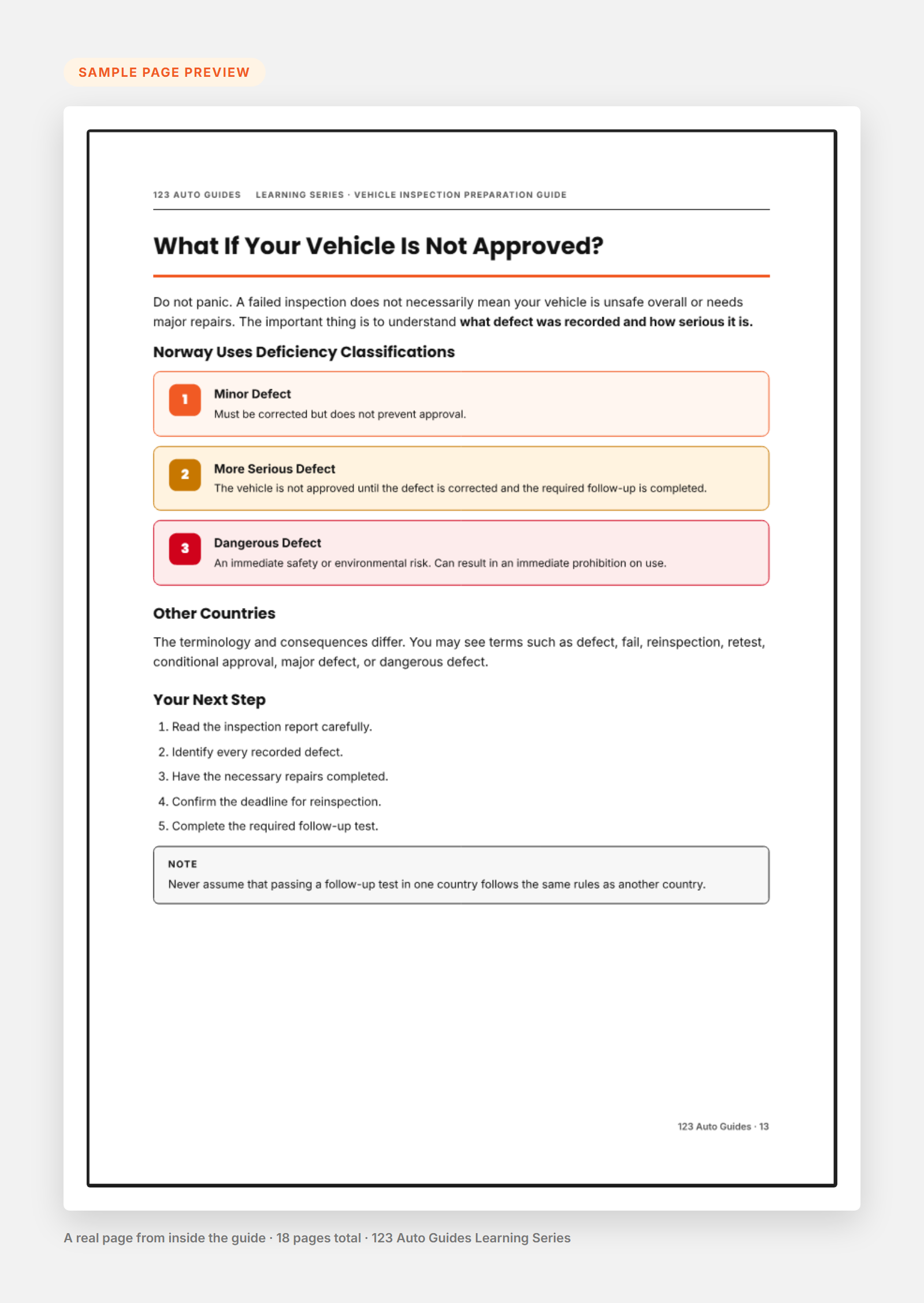 Periodic Vehicle Inspection Preparation Guide - Sample Page Preview