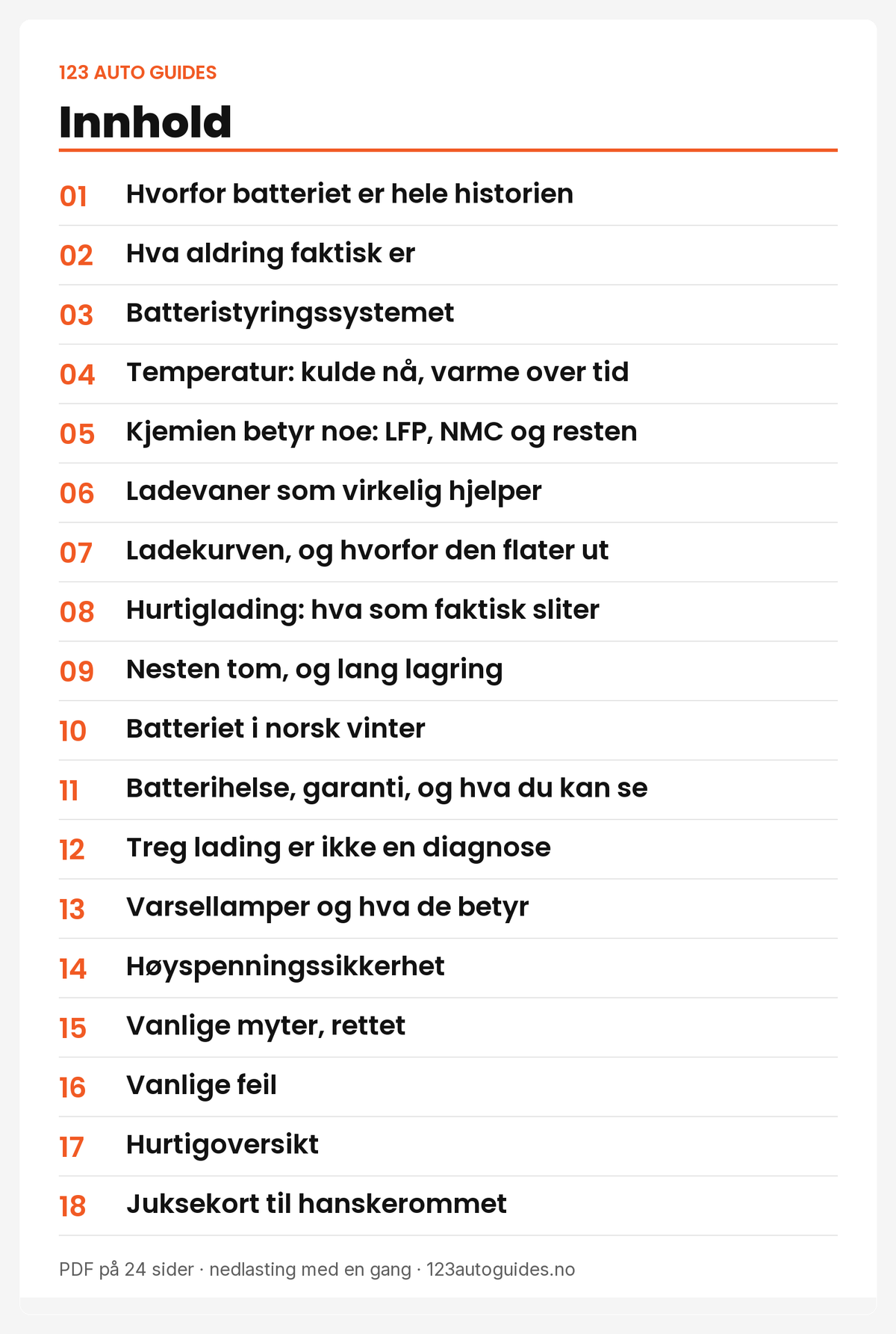 Innhold: 18 kapitler om elbilbatteriet, fra buffere til juksekortet