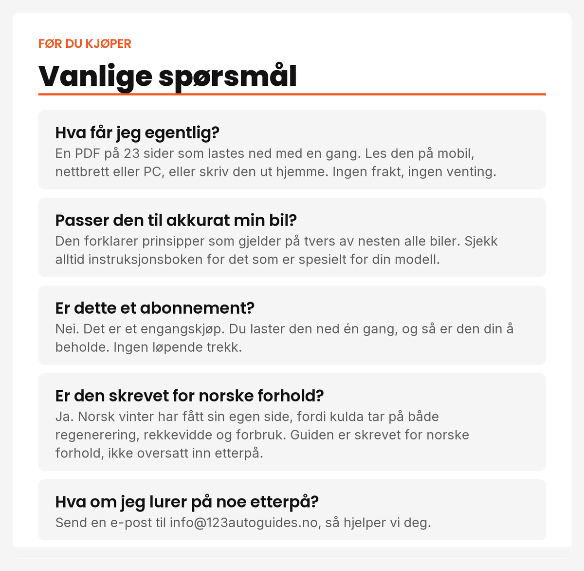 Vanlige spørsmål om guiden
