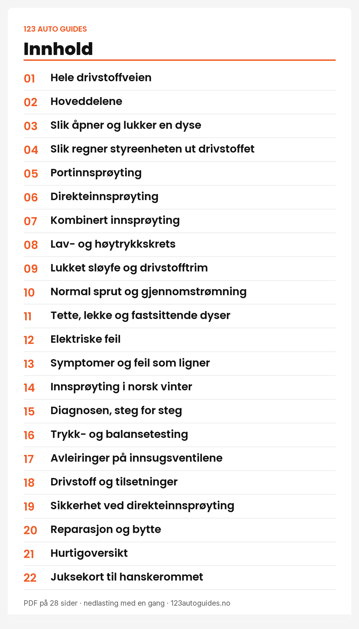 Innhold: 22 kapitler om innsprøyting
