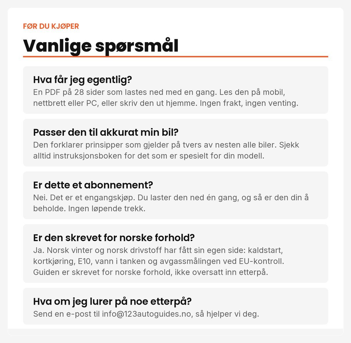 Vanlige spørsmål om guiden
