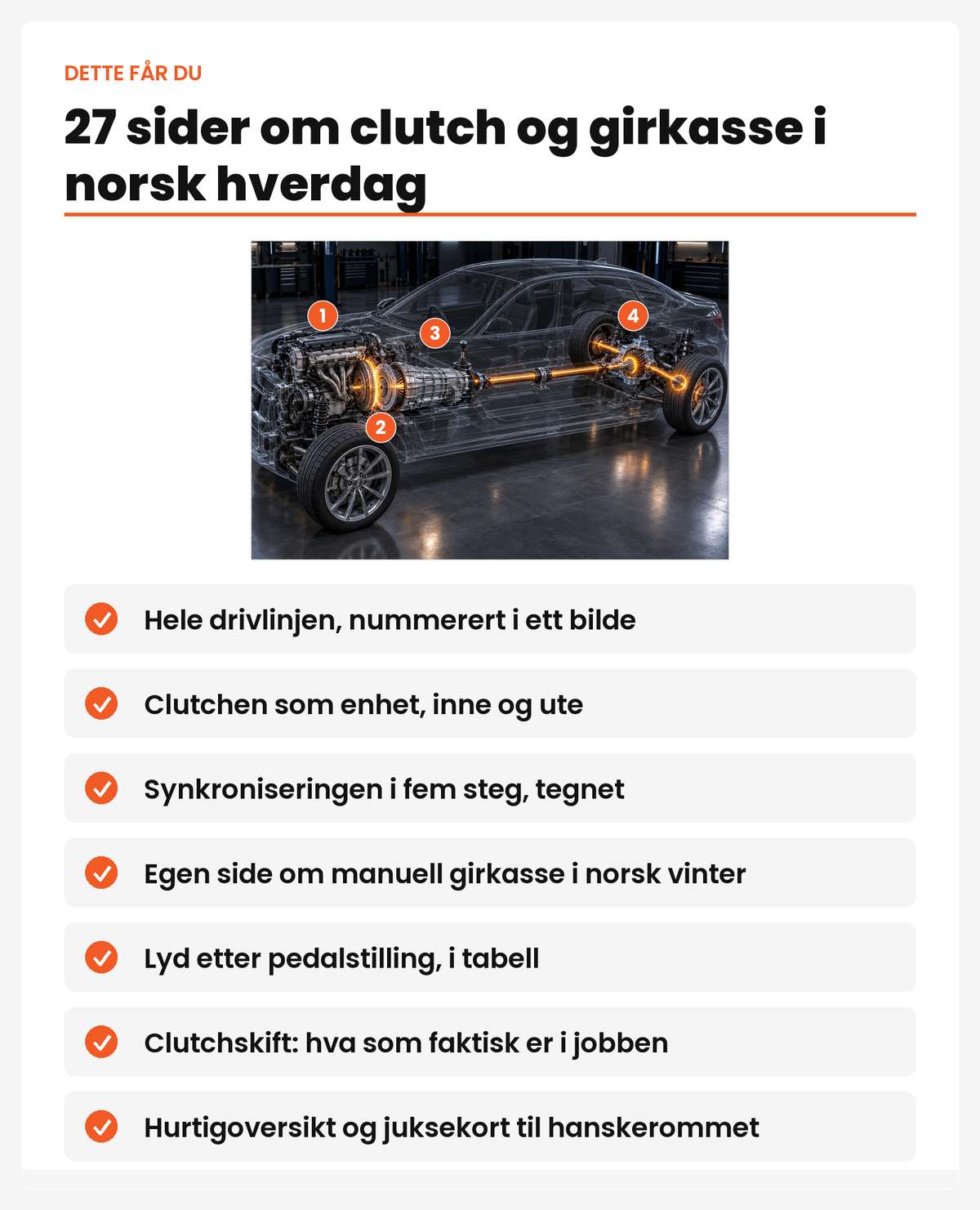 27 sider om clutch og girkasse i norsk hverdag
