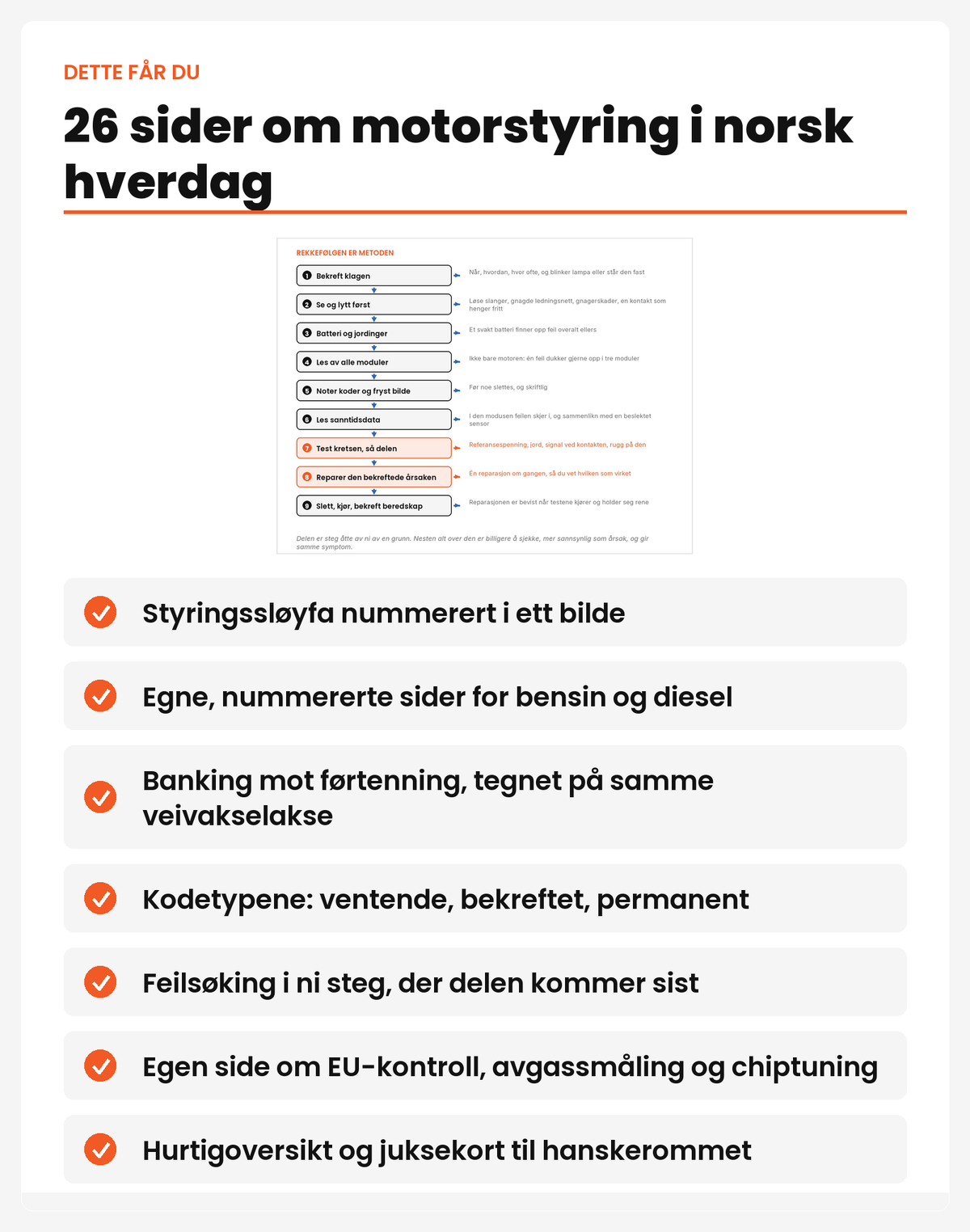 Dette får du: 26 sider om motorstyring i norsk hverdag