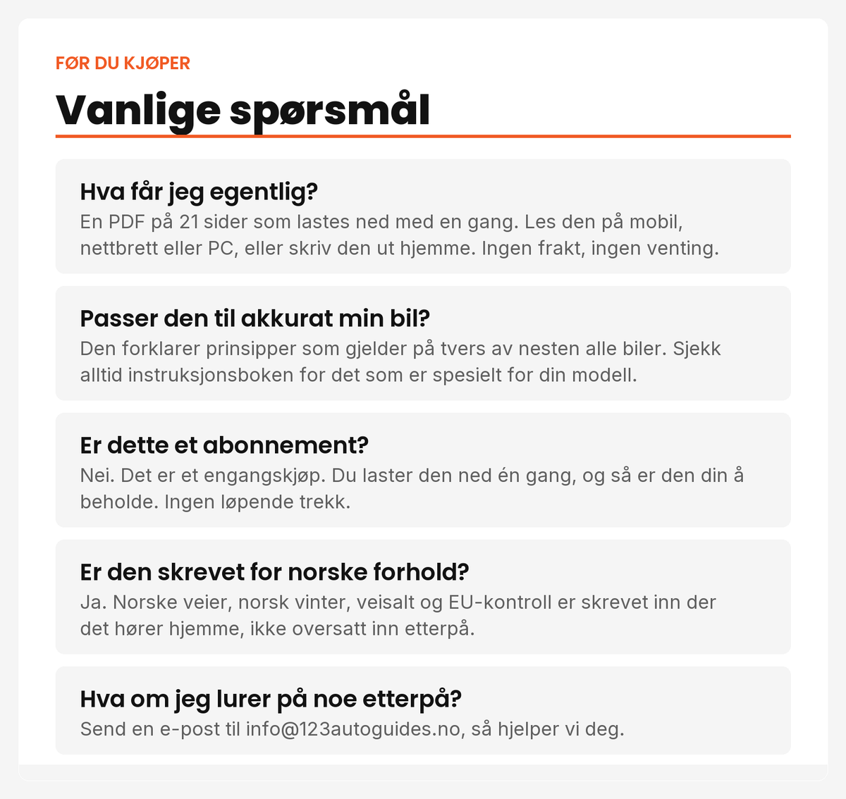 Vanlige spørsmål om guiden