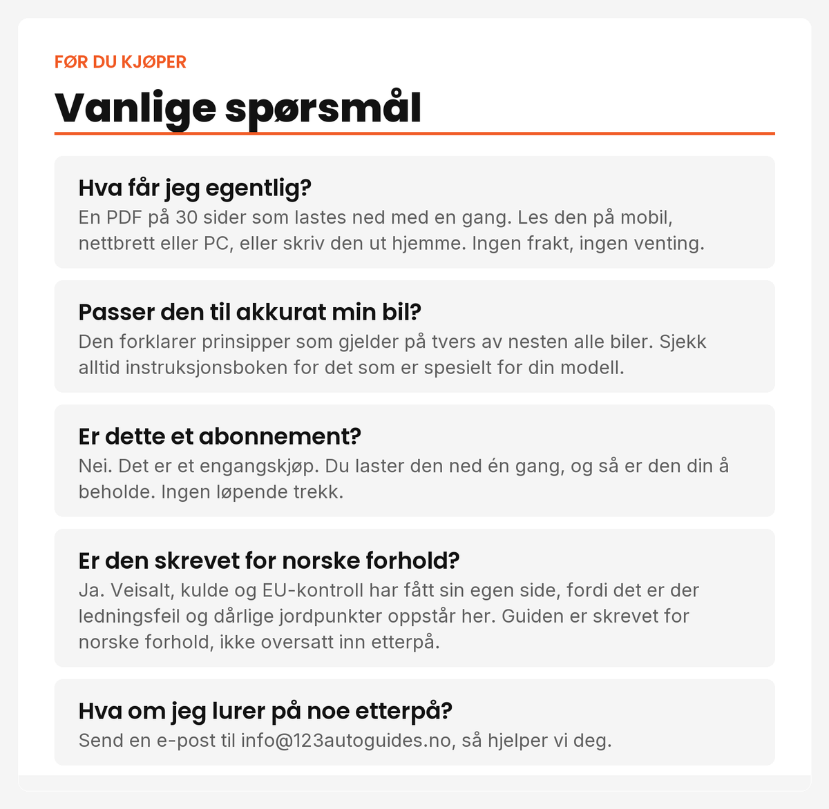 Vanlige spørsmål om guiden