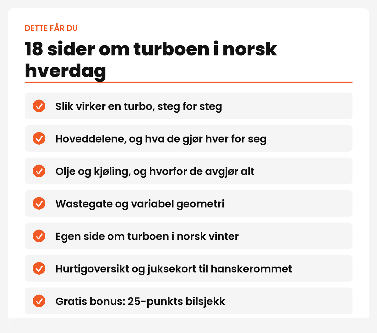 18 sider om turboen i norsk hverdag