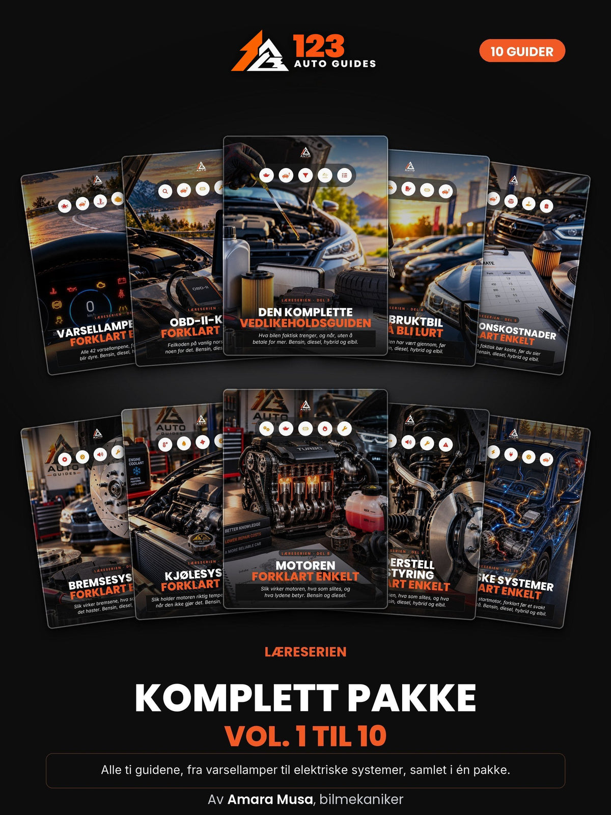 Komplett pakke: Vol. 1 til 10 | 123 Auto Guides Læreserie