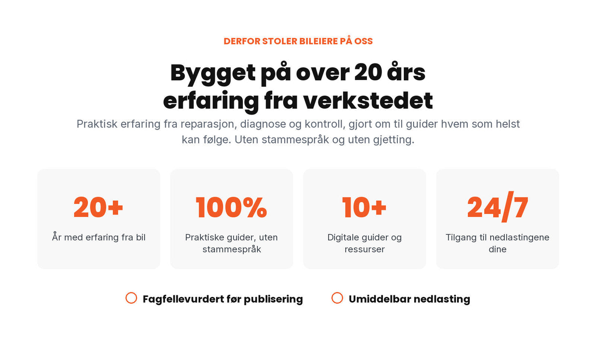 Umiddelbar nedlasting, livsvarig tilgang, trygg betaling, 123 Auto Guides Norge