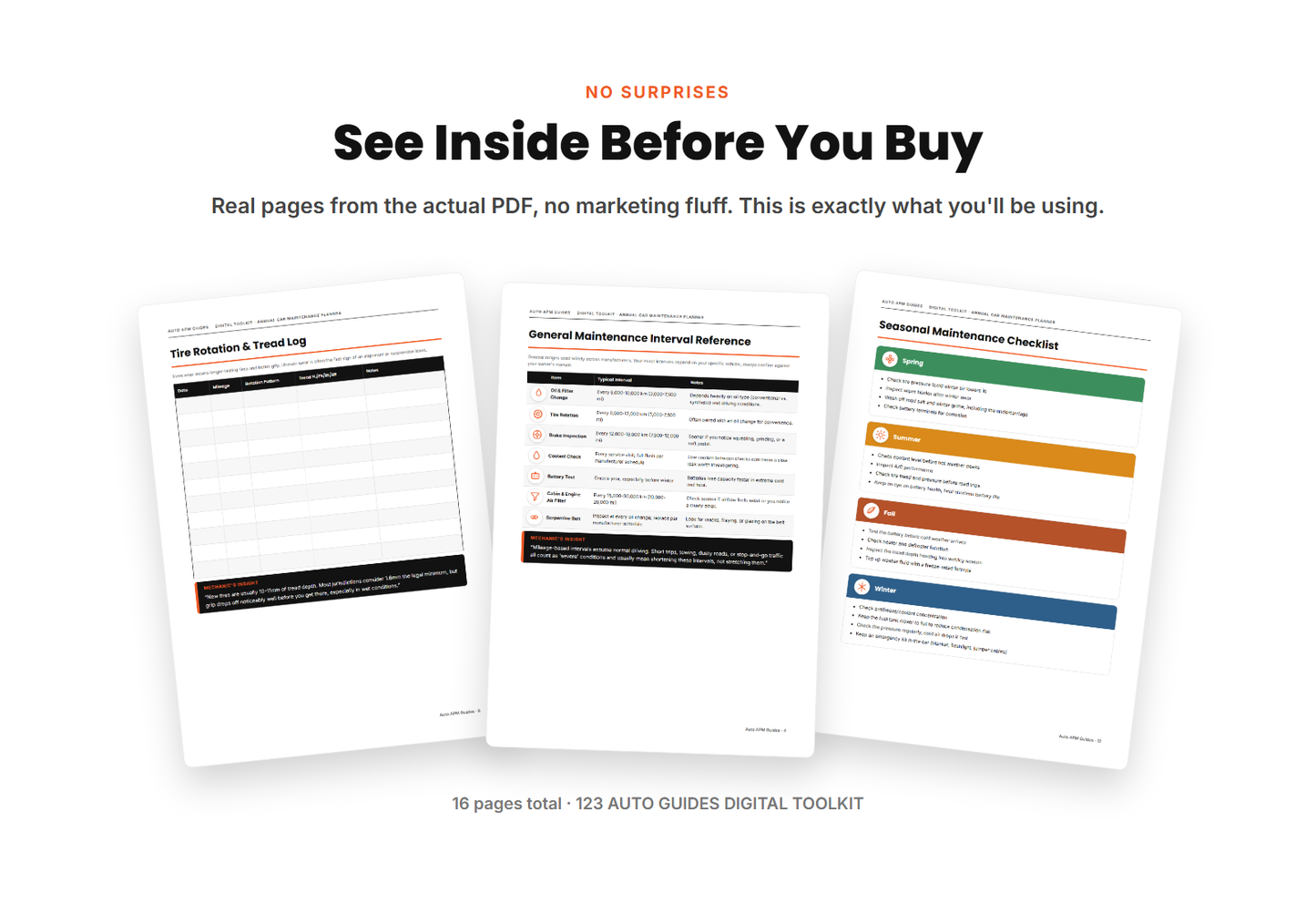 See inside the Annual Car Maintenance Planner before you buy