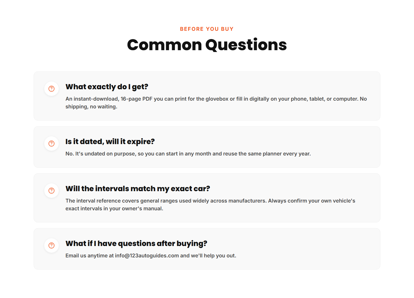Common questions about the Annual Car Maintenance Planner