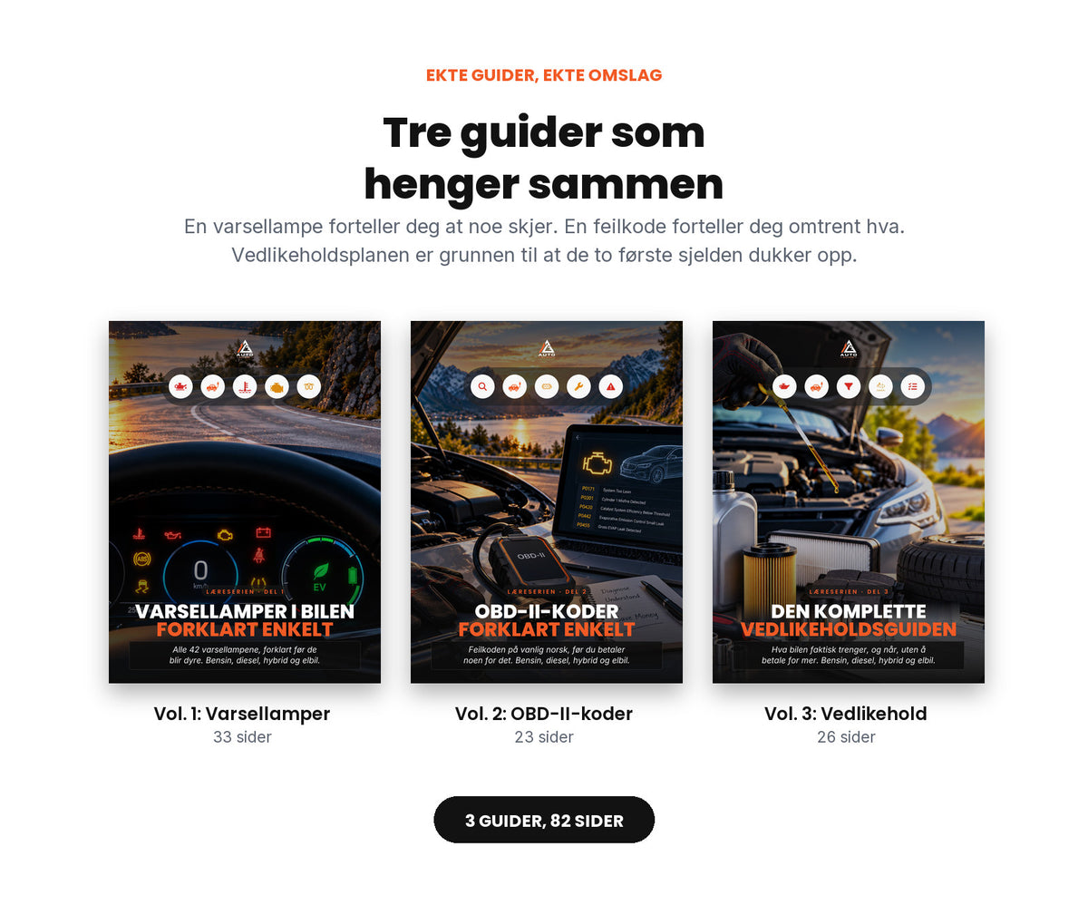 Omslagene til alle tre guidene i Startpakken.
