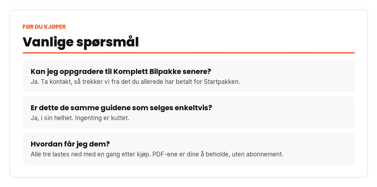 Vanlige spørsmål om Startpakken.