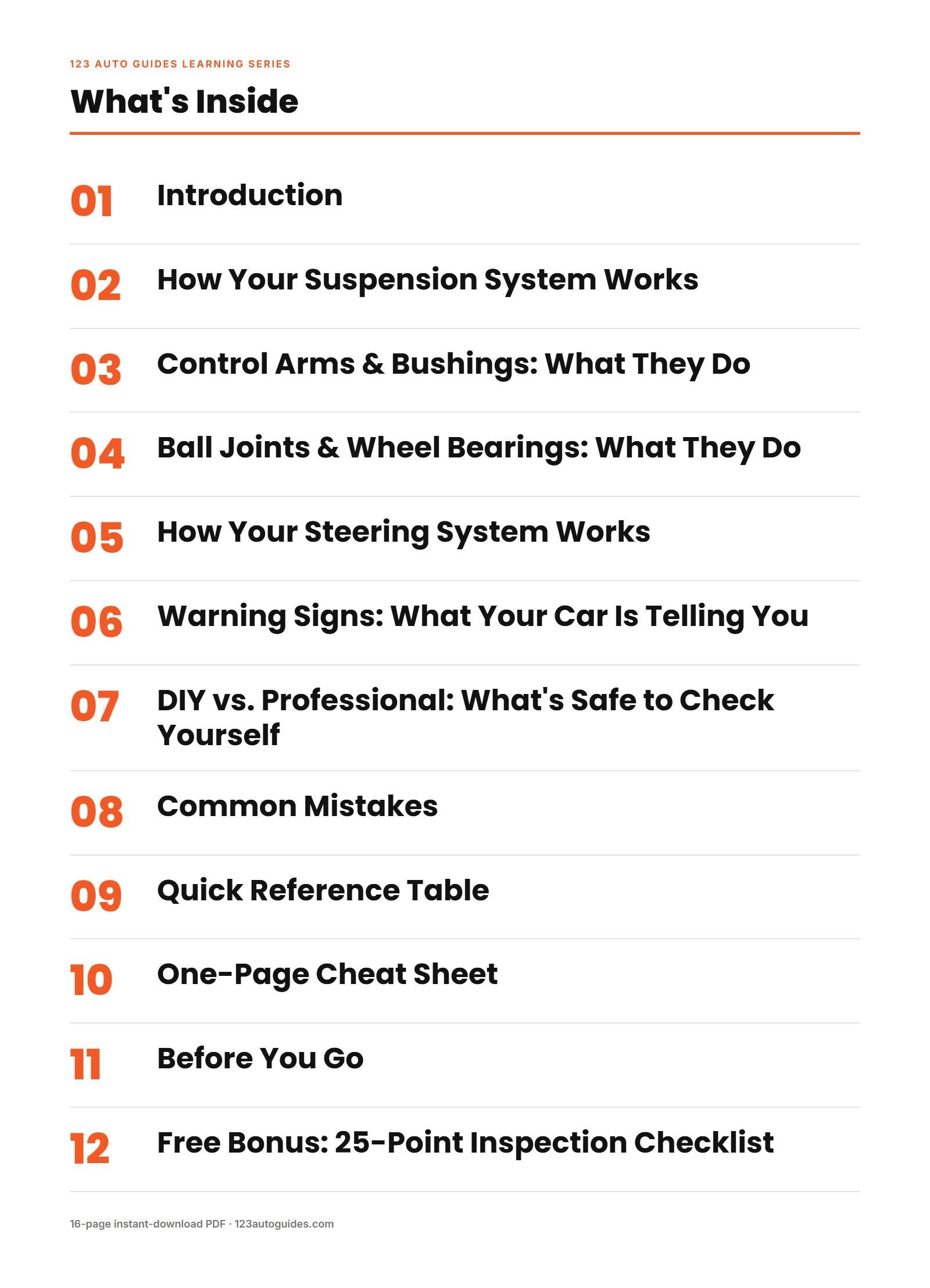 What's inside the guide - table of contents