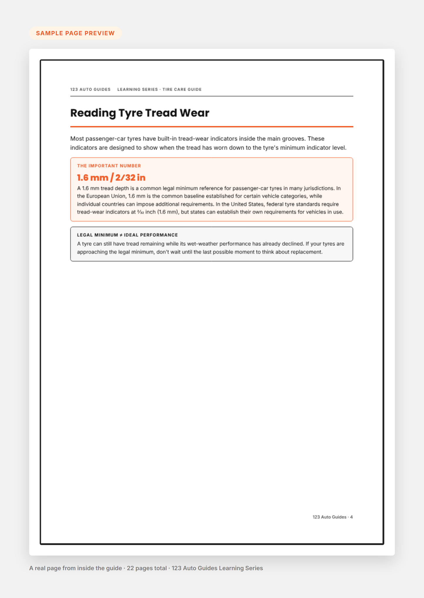 Tire Care Guide - Sample Page Preview