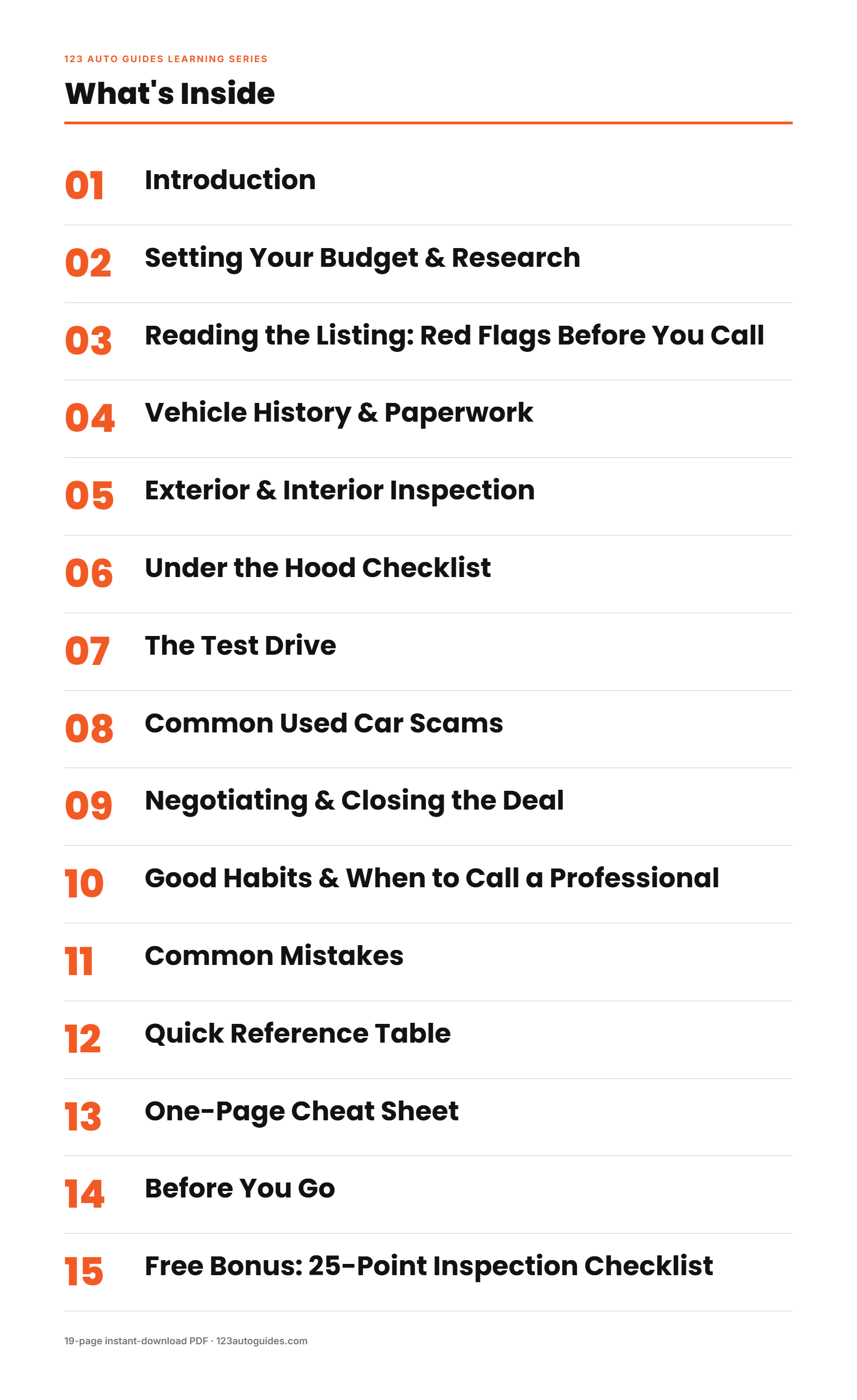 What's inside the guide - table of contents