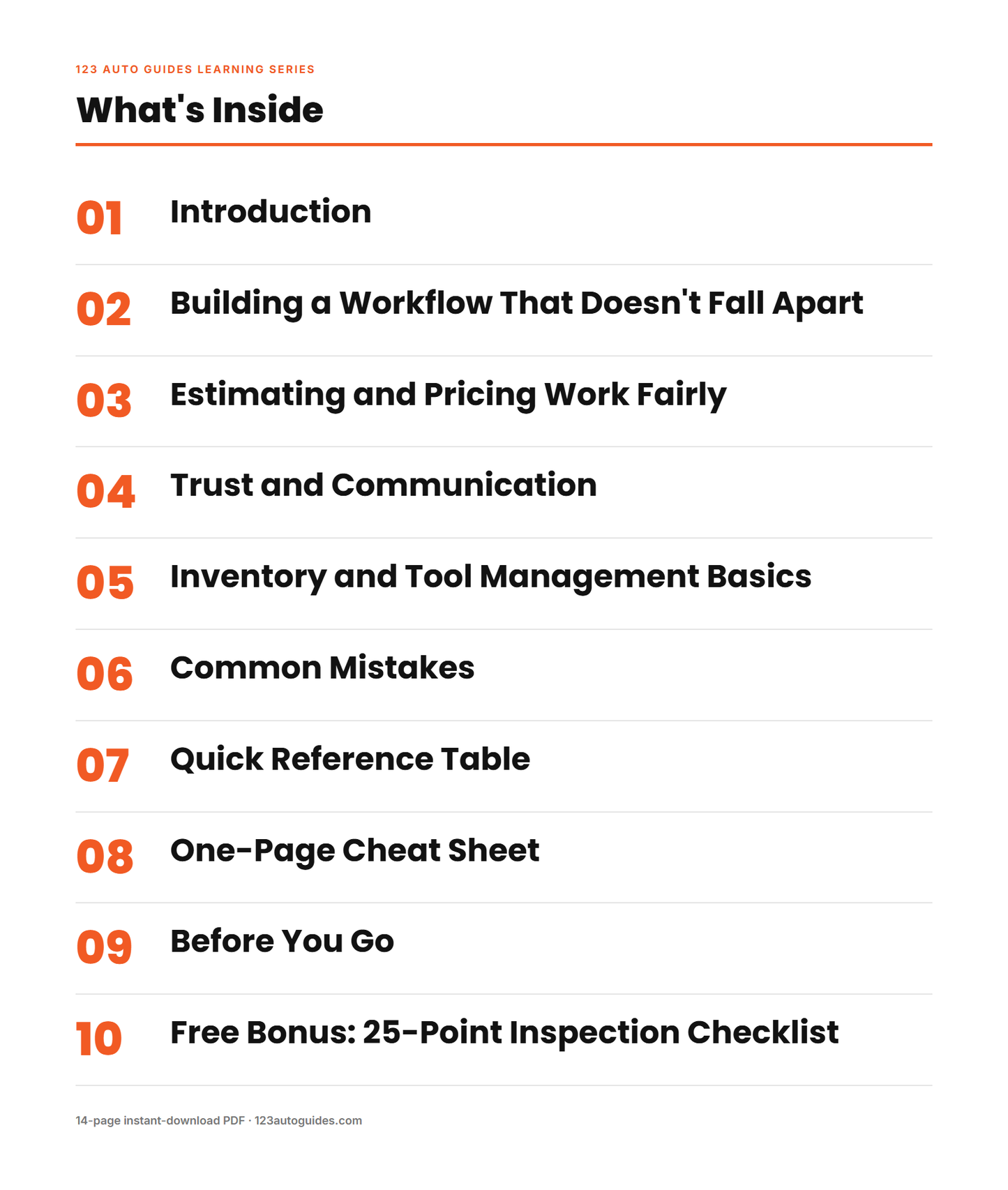 What's Inside Automotive Business and Workshop Management Guide