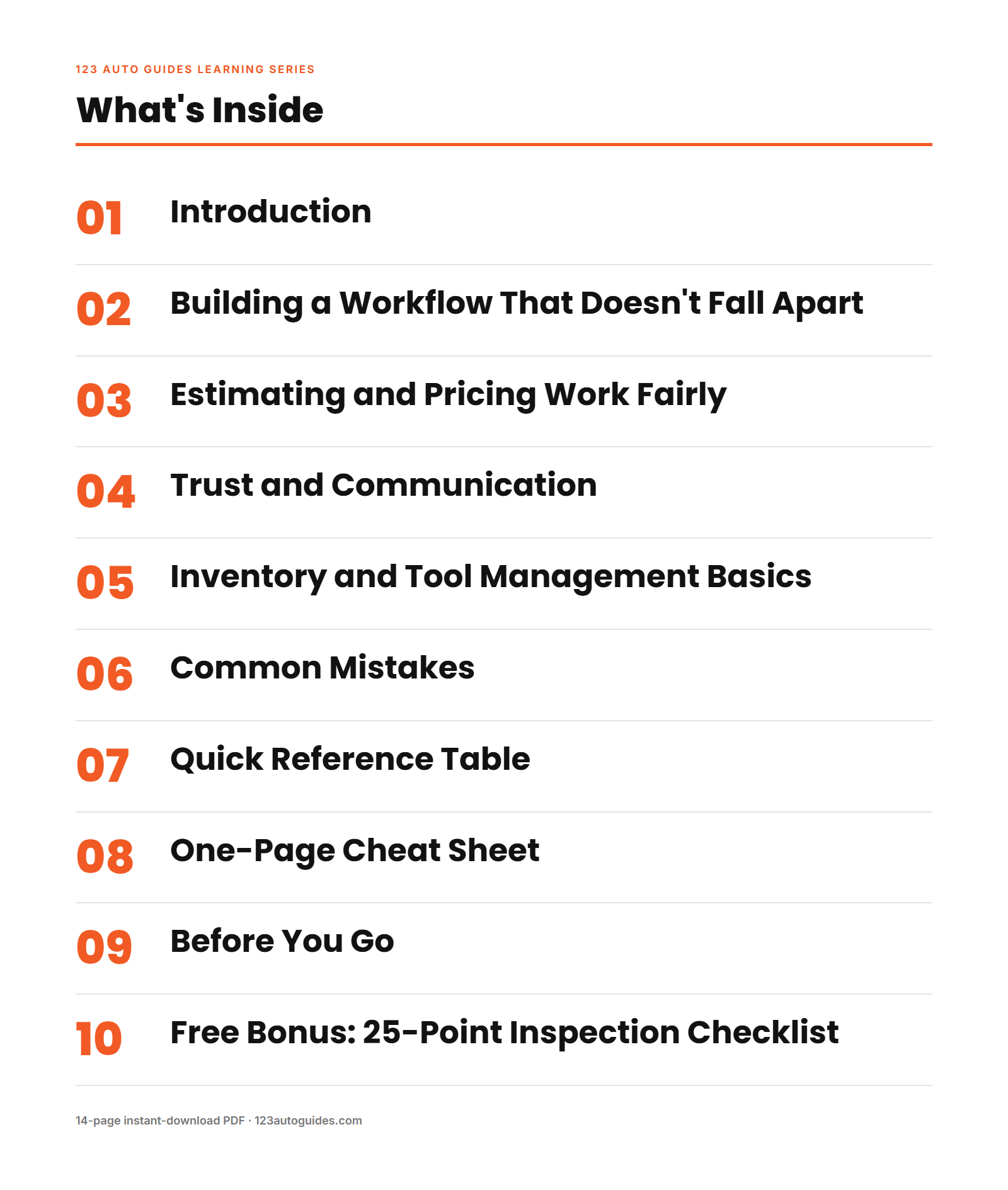 What's Inside Automotive Business and Workshop Management Guide